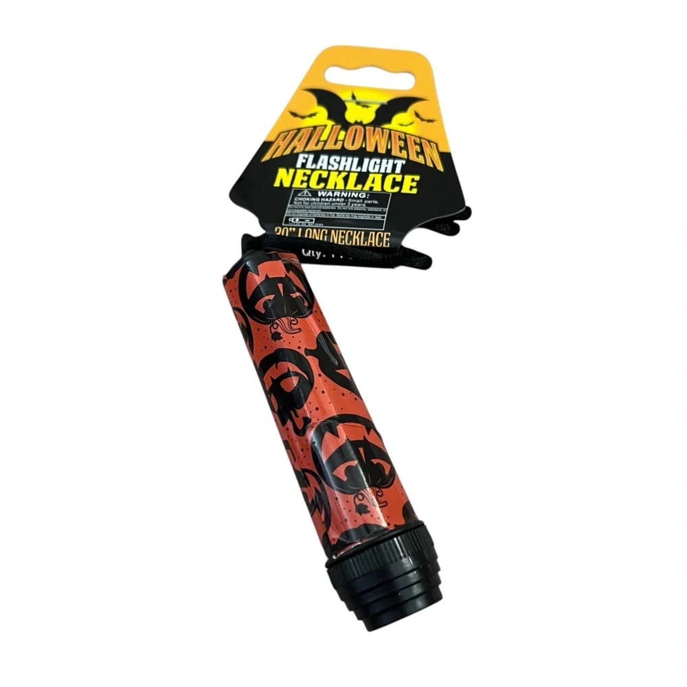Halloween Flashlight Necklace Orange Jack-O-Lanterns